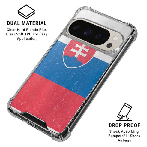 Slovakia Flag Distressed Pixel 9/9 Pro Clear Case